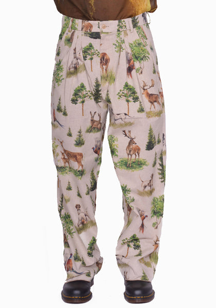 BLESS N°74 ULTRA WIDE PLEATED TROUSERS FOREST ANIMALS SS25 | DOSHABURI Shop