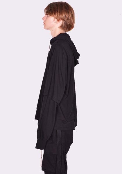 RICK OWENS DRKSHDW HUSTLER HOODED T-SHIRT BLACK FW24  | DOSHABURI Online Shop