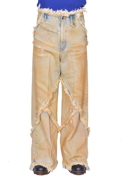 EGONLAB. DN001B ARGYLE DENIM PANTS YELLOW DIRTY SS25 | DOSHABURI Shop