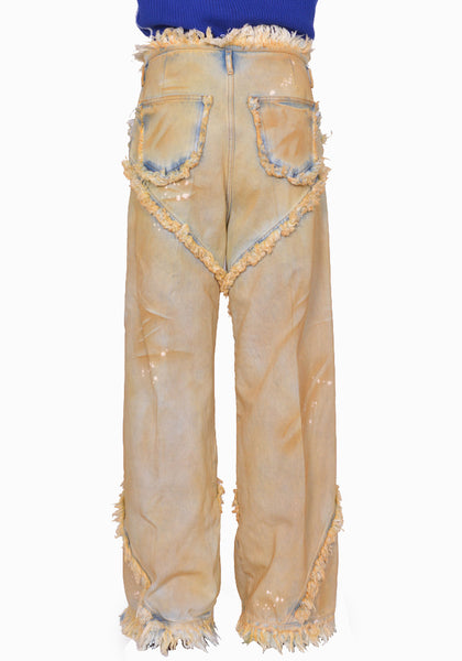 EGONLAB. DN001B ARGYLE DENIM PANTS YELLOW DIRTY SS25 | DOSHABURI Shop