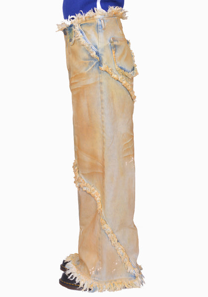 EGONLAB. DN001B ARGYLE DENIM PANTS YELLOW DIRTY SS25 | DOSHABURI Shop