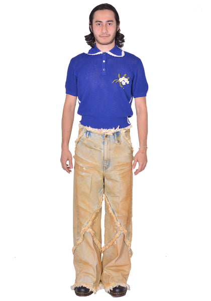 EGONLAB. DN001B ARGYLE DENIM PANTS YELLOW DIRTY SS25 | DOSHABURI Shop