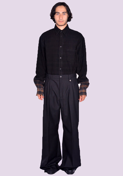 EGONLAB. AW24PT003A LARGE PANTS BLACK WOOL FW24 | DOSHABURI Online Shop