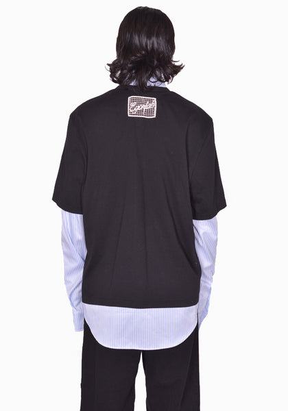 EGONLAB LAYERED SHIRT BLACK/BLUE STRIPES SS25 | DOSHABURI Online Shop