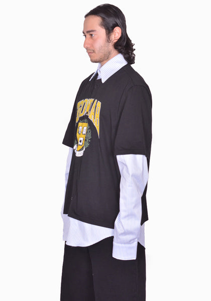 EGONLAB LAYERED SHIRT BLACK/BLUE STRIPES SS25 | DOSHABURI Online Shop