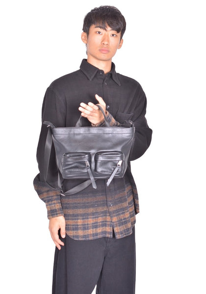 EGONLAB x EASTPAK EGON TOTE S FAUX LEATHER BLACK FW26 | DOSHABURI Shop