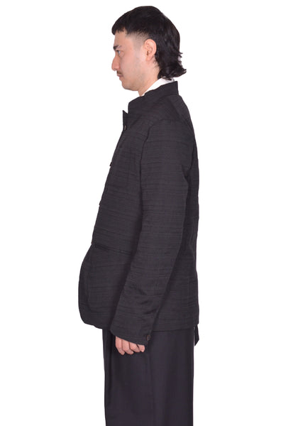 INDIVIDUAL SENTIMENTS STAND COLLAR JACKET BLACK SS25 | DOSHABURI Shop