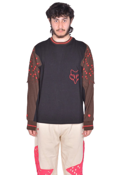 KIKO KOSTADINOV FOX LAB PERFORATED LONG SLEEVE T-SHIRT BLACK FW25 