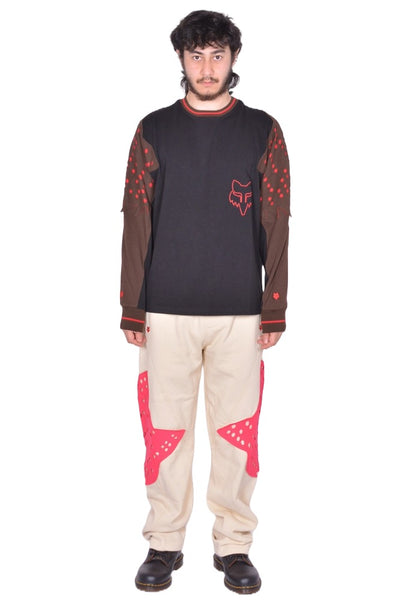 KIKO KOSTADINOV FOX LAB PERFORATED LONG SLEEVE T-SHIRT BLACK FW25 