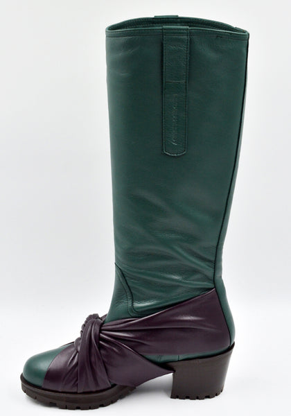 KIKO KOSTADINOV WOMEN KNOTTED RIDING BOOTS GREEN/GREEN FW24 | DOSHABURI Online Shop