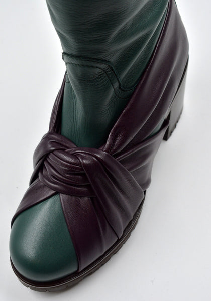 KIKO KOSTADINOV WOMEN KNOTTED RIDING BOOTS GREEN/GREEN FW24 | DOSHABURI Online Shop