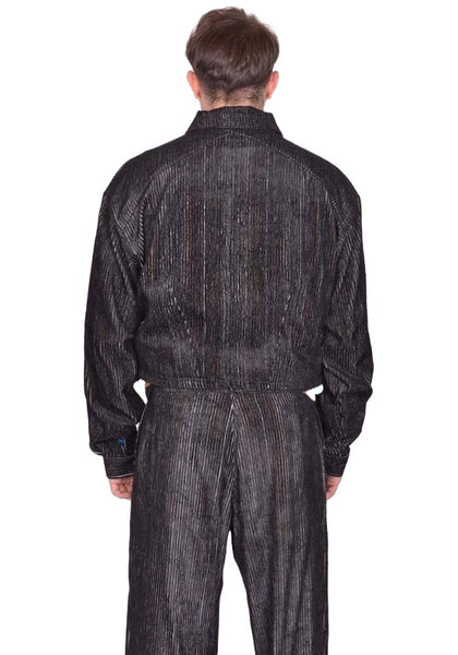 KIKO KOSTADINOV KRANER CROPPED SHIRT JACKET MELANGE BLACK FW25 | DOSHABURI Shop