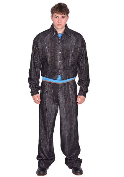 KIKO KOSTADINOV KRANER CROPPED SHIRT JACKET MELANGE BLACK FW25 | DOSHABURI Shop