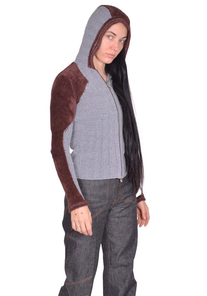 KIKO KOSTADINOV QUIMBY FITTED HOODED KNIT GREY FW25