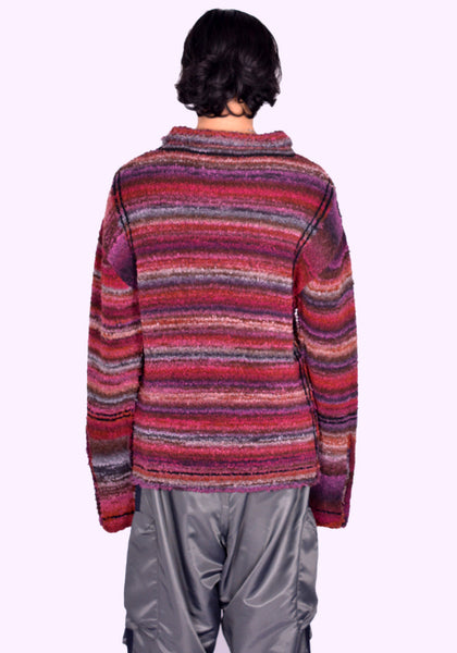 KIKO KOSTADINOV MEN SCARPITA KNITSWEATER DARK RED MIX FW24 | DOSHABURI Shop