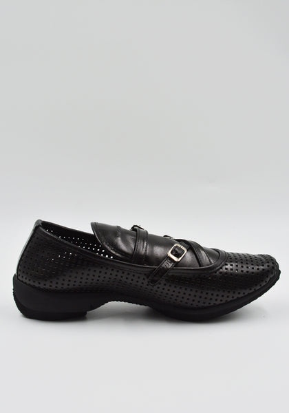 KIKO KOSTADINOV SONIA BUCKLED LOAFER PERFORATED BLACK SS25 | DOSHABURI Shop