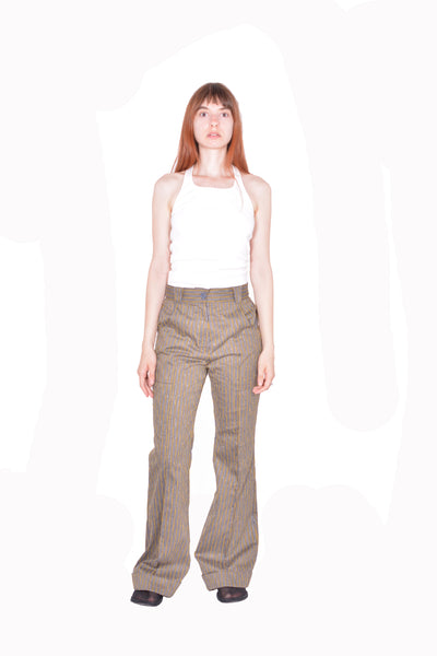 KIKO KOSTADINOV TUNIN FLARED TROUSER CHARCOAL & SUNSHINE STRIPE SS26 | DOSHABURI Online Shop