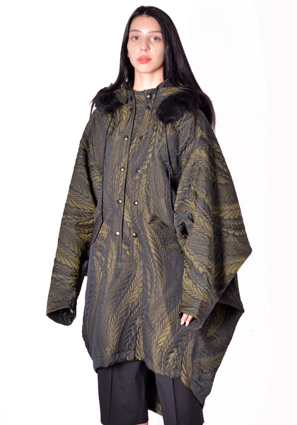 KIKO KOSTADINOV WOMEN KKWAW26C05-41 BITTERN HOODED PONCHO FOLIAGE GREEN 2026FW | DOSHABURI Shop 