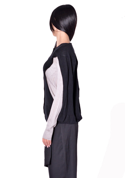 KIKO KOSTADINOV WOMEN KKWAW26KN02-84 GUILLEMOT COCOON CARDIGAN NEBULAR BLACK & SILVER GREY 2026FW | DOSHABURI Shop 