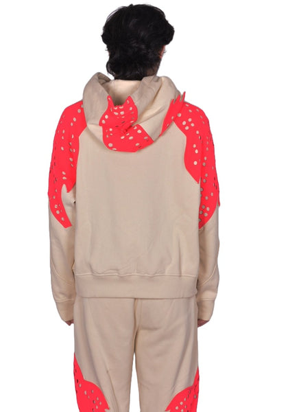 KIKO KOSTADINOV x FOX LAB PERFORATED FLEECE HOODIE NATURAL FW25