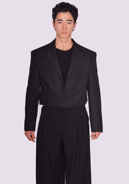 LU'U DAN GABARDINE SLASHED BLAZER BLACK SS25 | DOSHABURI Online Shop