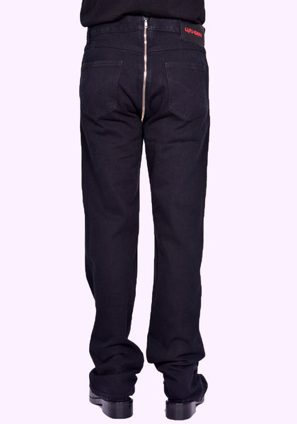 LU'U DAN MP081D WD ZIPPED RIOT 5-POCKET JEANS BLACK RINSE FW24 | DOSHABURI Online Shop