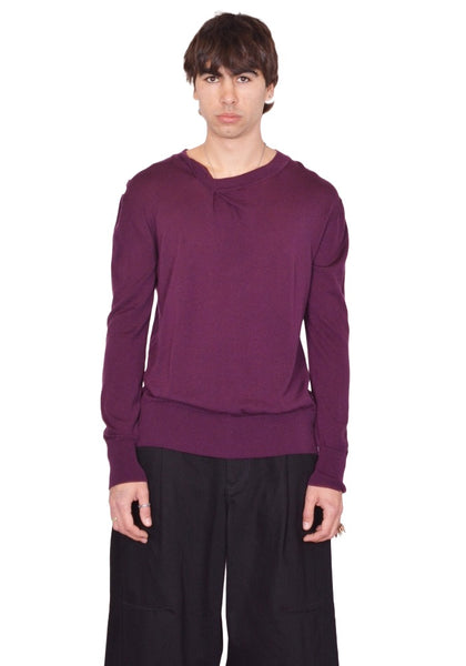 MARINA YEE BLITZ CREWNECK KNIT SWEATER MAUVE SS26 | DOSHABURI Shop