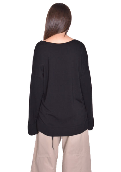 MARINA YEE KISS ORIGAMI V-NECK KNIT SWEATER BLACK SS25 | DOSHABURI Shop
