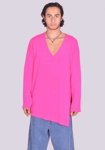 MARINA YEE KITTEN V-NECK KNIT SWEATER FUCHSIA FW24 | DOSHABURI Shop