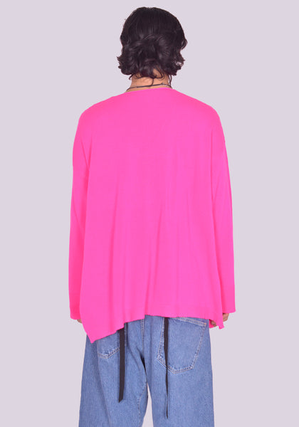 MARINA YEE KITTEN V-NECK KNIT SWEATER FUCHSIA FW24 | DOSHABURI Shop