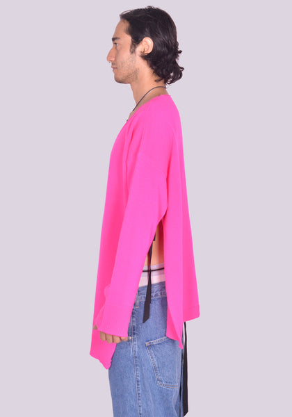 MARINA YEE KITTEN V-NECK KNIT SWEATER FUCHSIA FW24 | DOSHABURI Shop