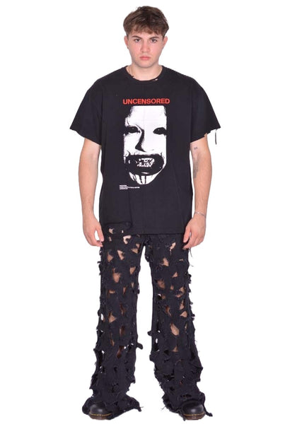 MATIERES FECALES UNCENSORED TEE KNIT SCLERA BLACK FW25 | DOSHABURI Shop