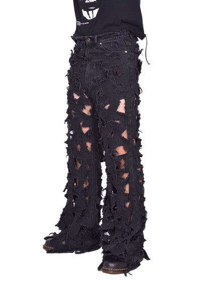 MATIERES FECALES UNISEX DESTROYED JEANS SCLERA BLACK FW25 | DOSHABURI Shop