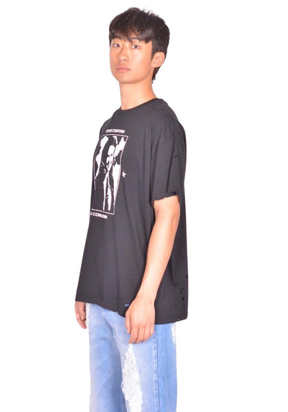 MATIERES FECALE MAT02T006 UNISEX HANNAH T-SHIRT SCLERA BLACK SS26 | DOSHABURI Shop