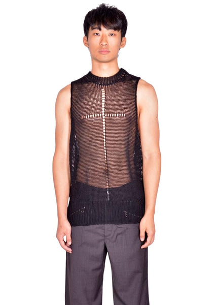 MATIERES FECALE RIVAGE TANK KNIT SCLERA BLACK SS26 | DOSHABURI Shop
