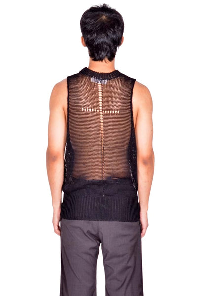 MATIERES FECALE RIVAGE TANK KNIT SCLERA BLACK SS26 | DOSHABURI Shop