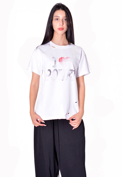 MATIERES FECALE MAT03T002-2 UNISEX POWER T-SHIRT WHITE FW26 | DOSHABURI Shop
