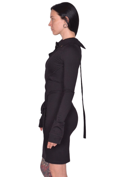 OTTOLINGER ADA MINI DRESS BLACK PIN STRIPE FW25 | DOSHABURI Shop