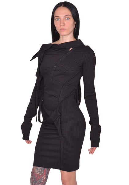 OTTOLINGER ADA MINI DRESS BLACK PIN STRIPE FW25 | DOSHABURI Shop