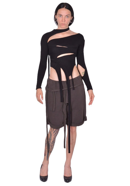 OTTOLINGER CUT-OUT LONG SLEEVE KNIT TOP BLACK FW25 | DOSHABURI Shop