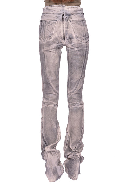 OTTOLINGER RAW-EDGE DRAPE DENIM PANTS CREAM/BLACK SS25 | DOSHABURI Shop