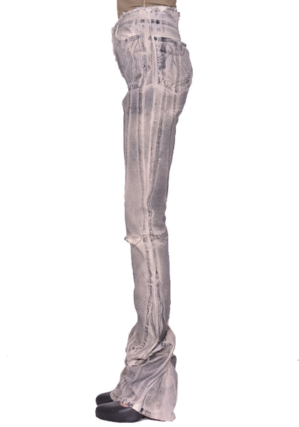 OTTOLINGER RAW-EDGE DRAPE DENIM PANTS CREAM/BLACK SS25 | DOSHABURI Shop