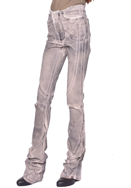 OTTOLINGER RAW-EDGE DRAPE DENIM PANTS CREAM/BLACK SS25 | DOSHABURI Shop