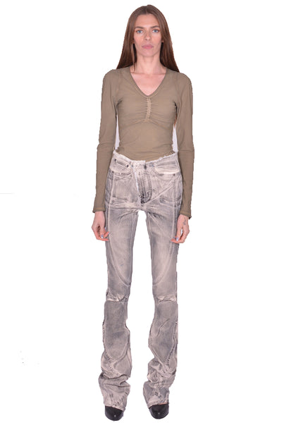 OTTOLINGER RAW-EDGE DRAPE DENIM PANTS CREAM/BLACK SS25 | DOSHABURI Shop