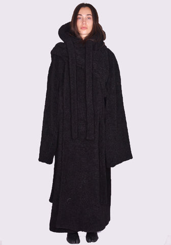 OTTOLINGER WRAP TEDDY LONG COAT BLACK FW24 | DOSHABURI Online Shop