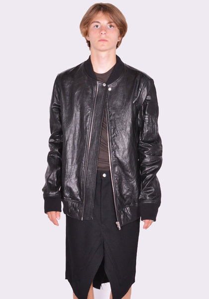 RICK OWENS CLASSIC FLIGHT LEATHER JACKET BLACK FW24 | DOSHABURI Online Shop