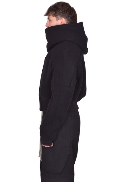 RICK OWENS CROPPED HOODED FLIGHT JACKET BLACK FW25 | DOSHABURI Shop