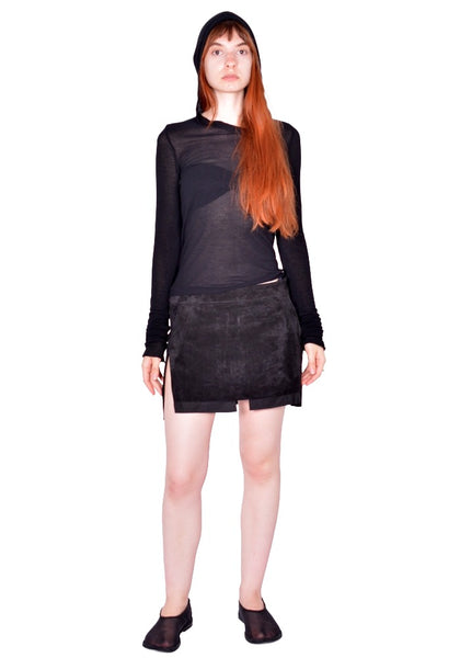 RICK OWENS CROPPED HOODED T-SHIRT BLACK FW26 | DOSHABURI Shop 