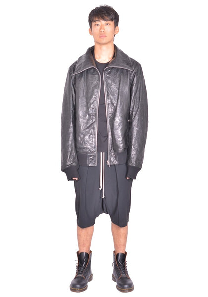 RICK OWENS DRACUFLIGHT LEATHER JACKET BLACK FW26| DOSHABURI Shop