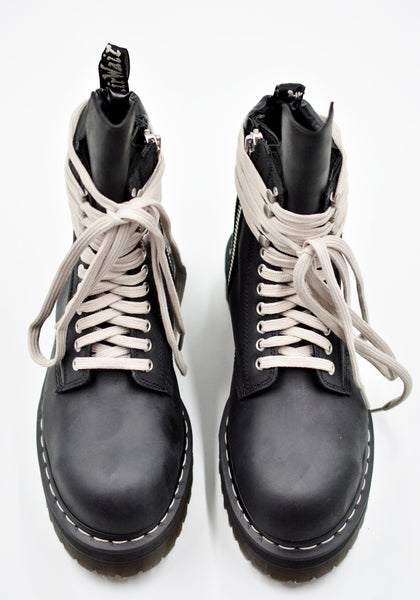 RICK OWENS x DR. MARTENS WOMENS QUAD SOLE STEEL TOE BOOTS BLACK FW26
